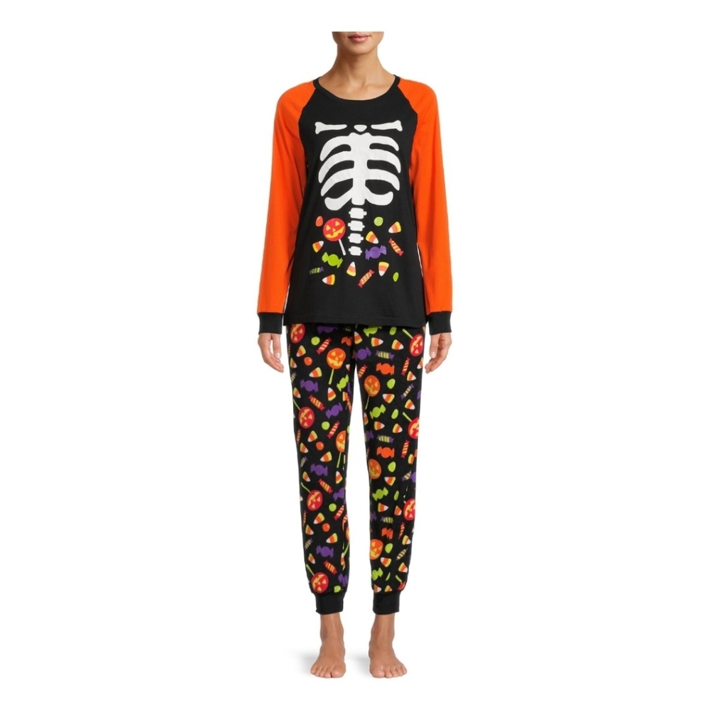 Halloween Glow in the Dark 2 Piece Set Pajamas Sleepwear Medium 3 Available